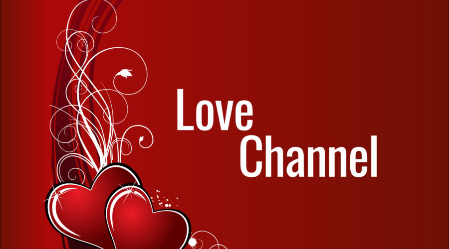 red hearts on red background with words love channel